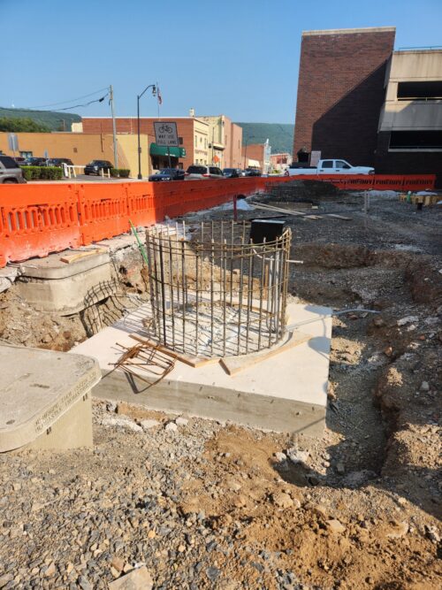 Triton has started work in both parkets. The foundations for the Portland Loo public restroom and the plinth for public art have been poured at the plaza next to CBIZ. They are also prepping for the foundation for the public art plinth at the Liberty Street Parklet.